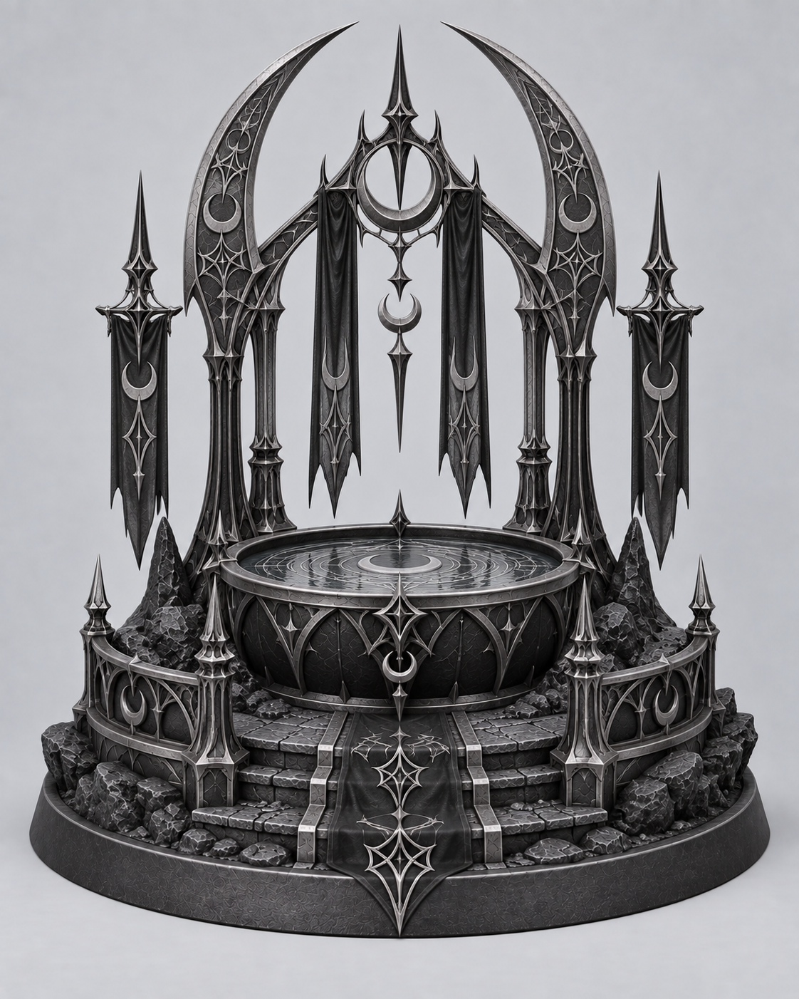 Sacrificial Moon Altar, Ceremonial Stone Platform | 32mm & 75mm Fantasy Terrain | FDM & Resin