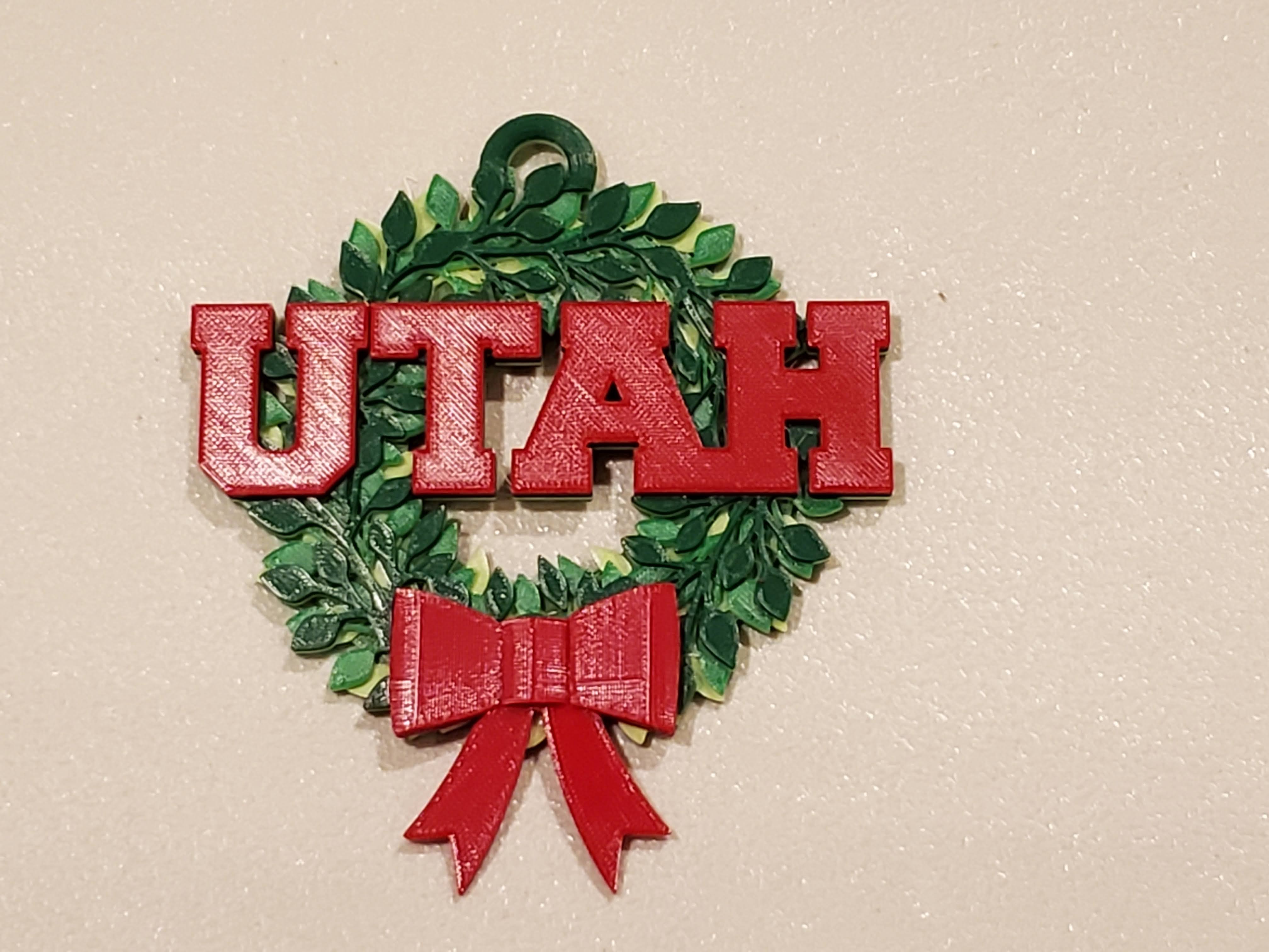 University of Utah Christmas Wreath Ornament