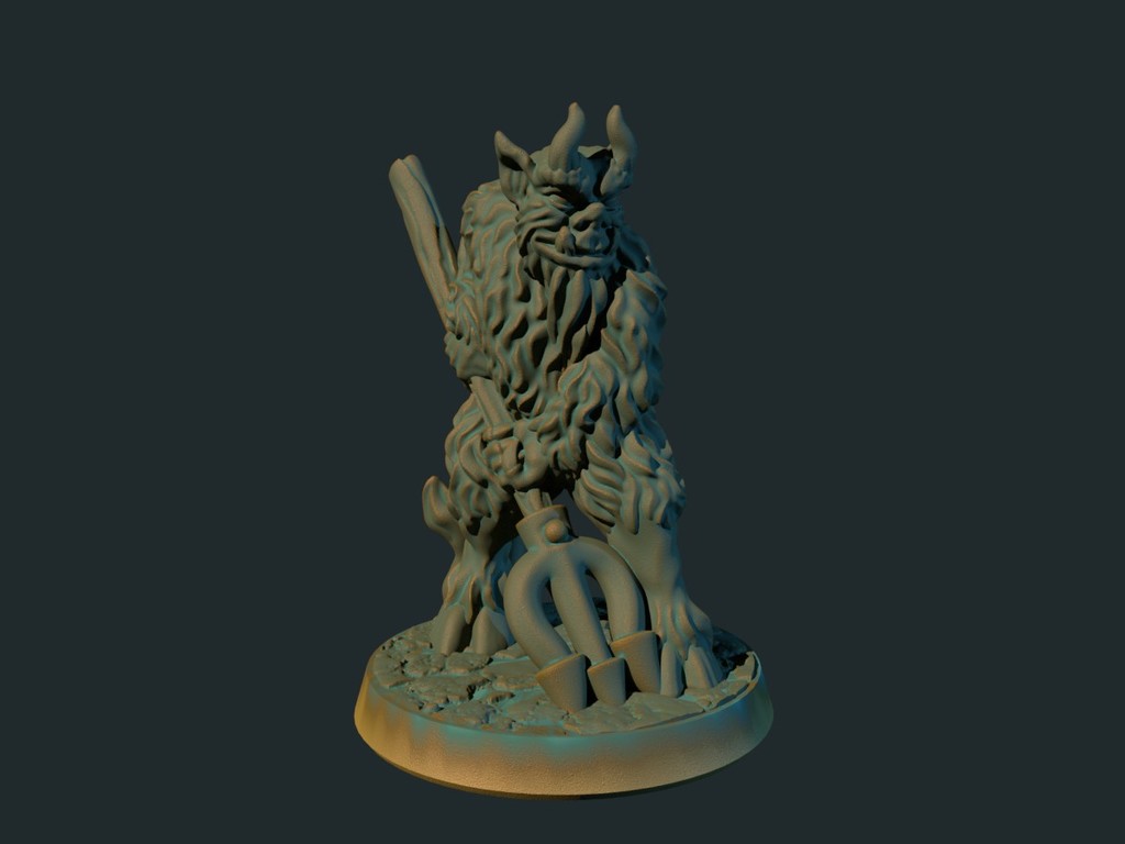 Devil with pitchfork  (supportless, FDM-friendly)
