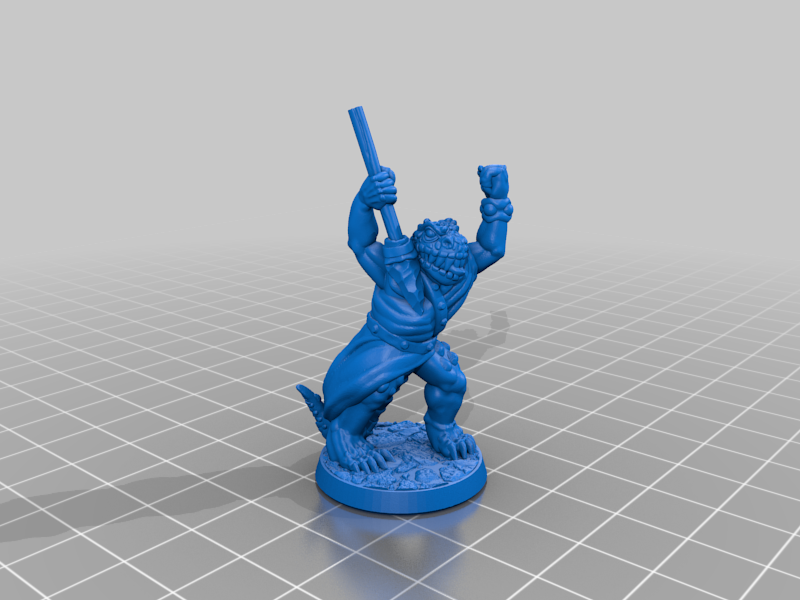 Lizardman with javelin (supportless, FDM friendly) — 5