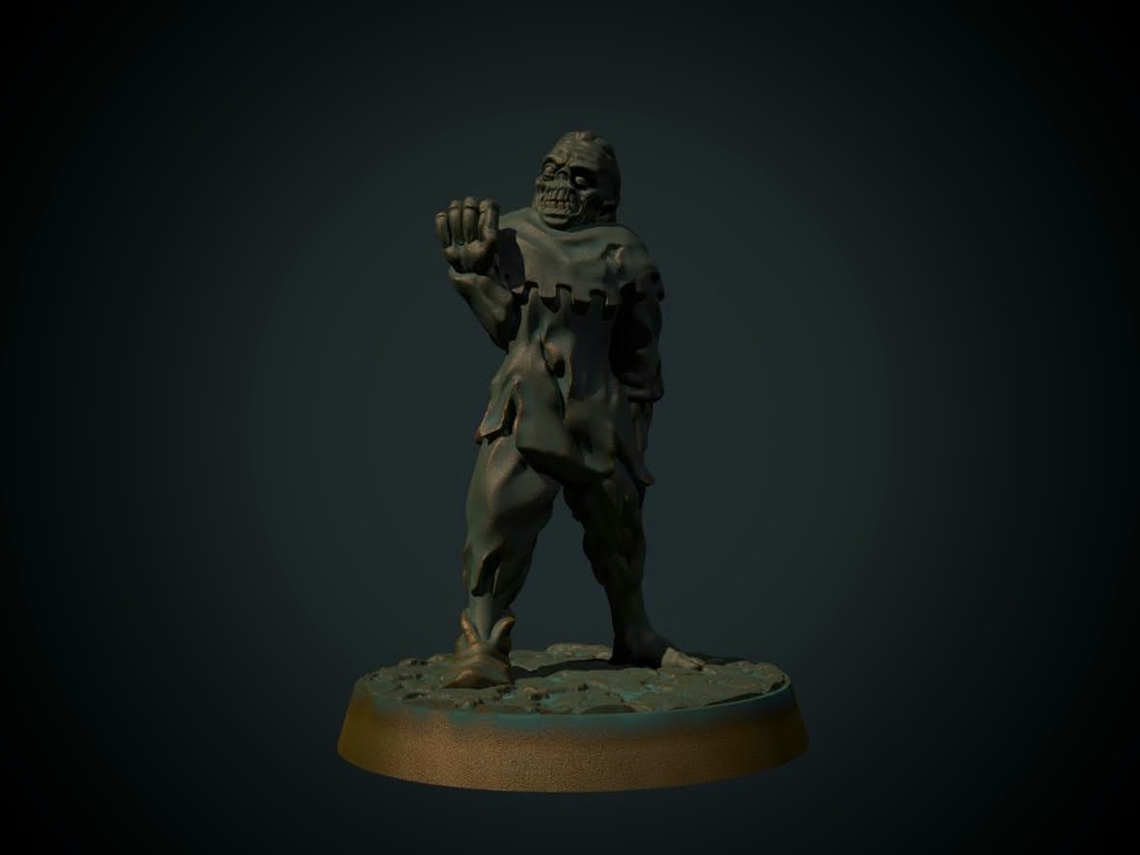 Townsfolk zombie 28mm (supportless, FDM friendly)