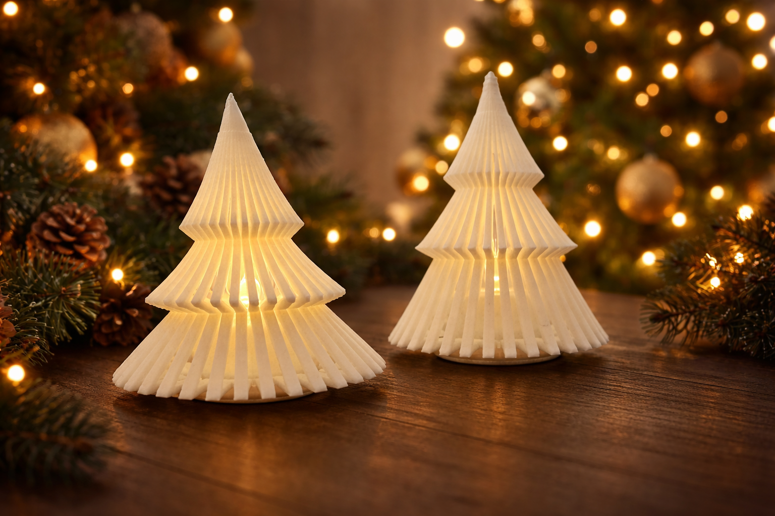 Modern Christmas Tree Trees LED Tea-Light Ornament – Moderner Christbaum mit LED - 3D Printed Holiday Glow