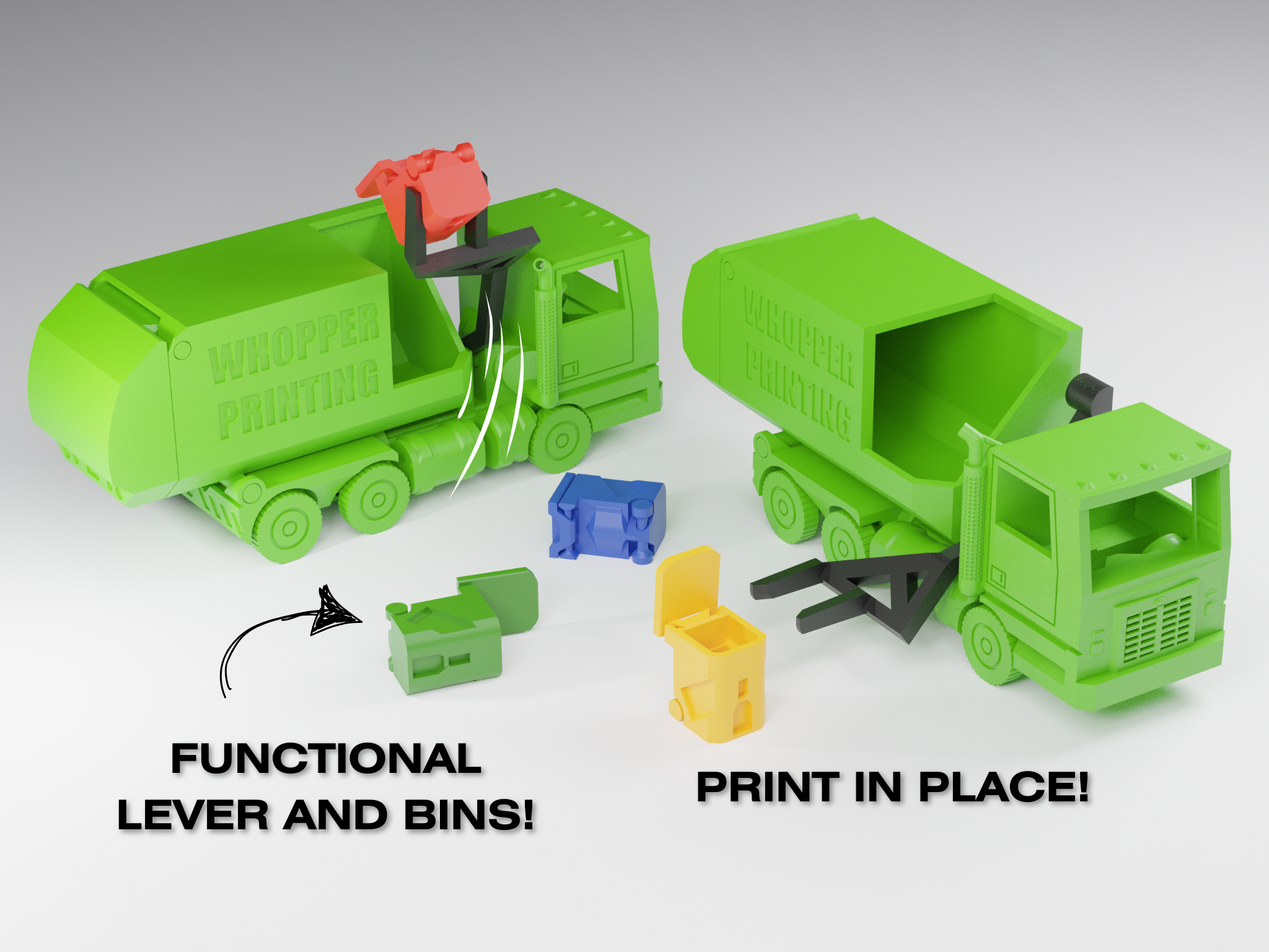 Functional Print-In-Place Garbage Truck