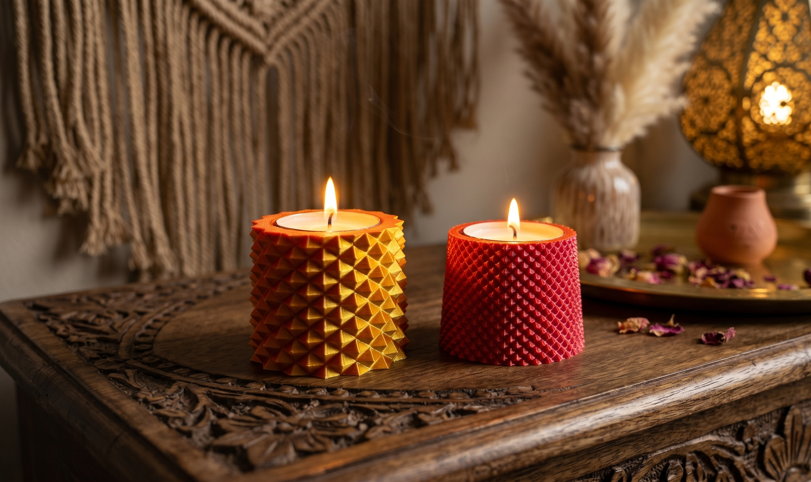 Faceted Diamond Candle Holders