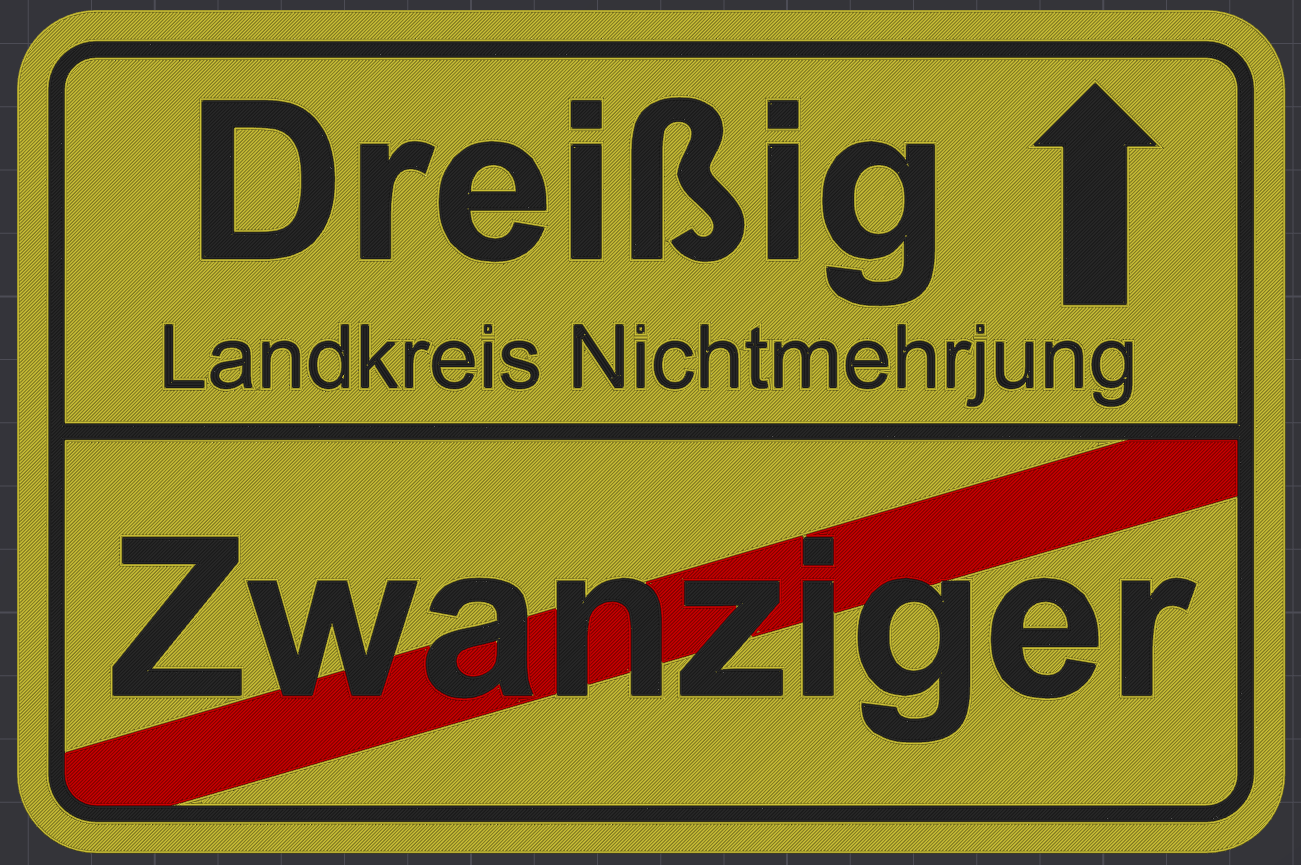 Geburtstagsgeschenk Dreißig Ortsschild