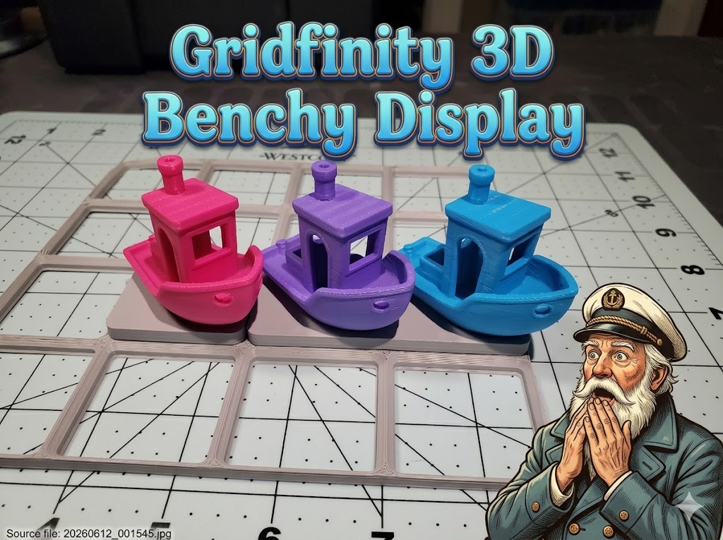 Gridfinity 3D Benchy display tiles + generator!