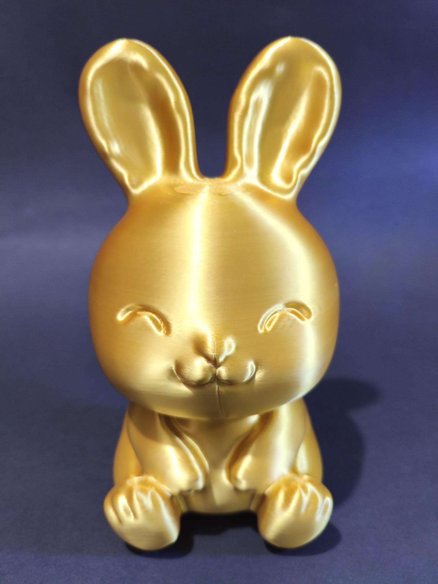 Golden Silk PLA Smiling Bunny Figurine