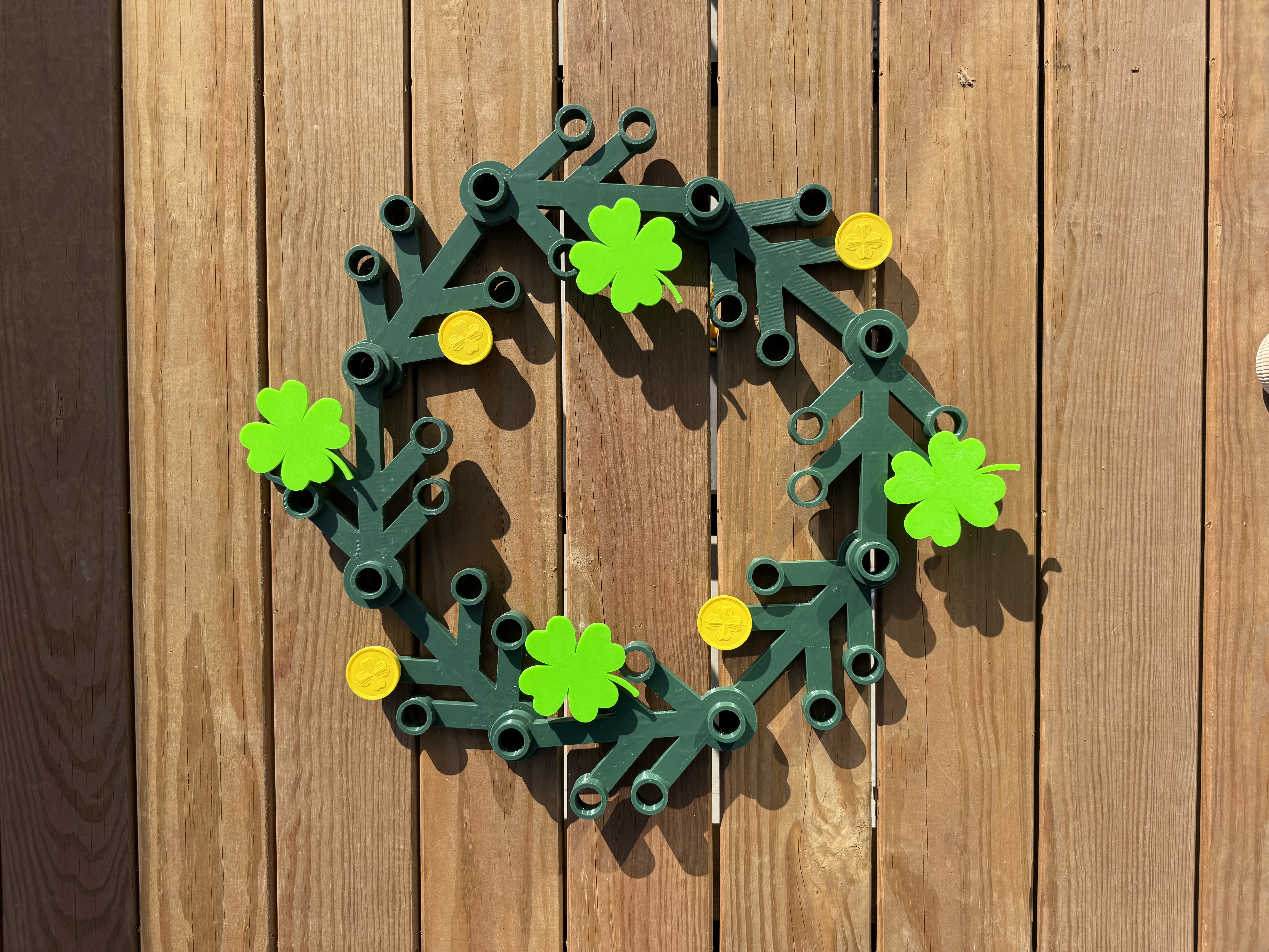 24" Lego Wreath with 4 Leaf Clovers & Gold Coins