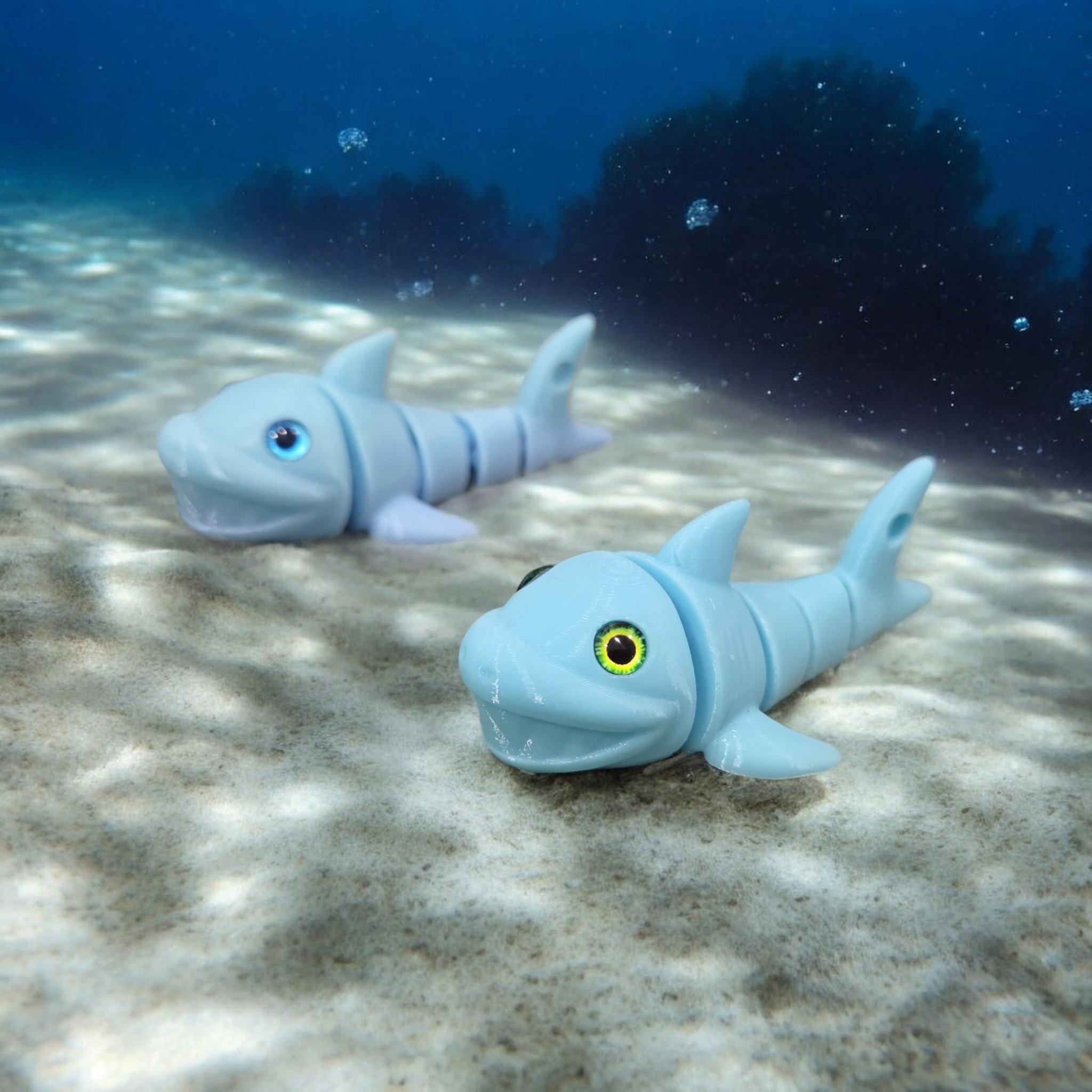 Articulated Shark Keychain - 6mm + 8mm glass eyes compatible