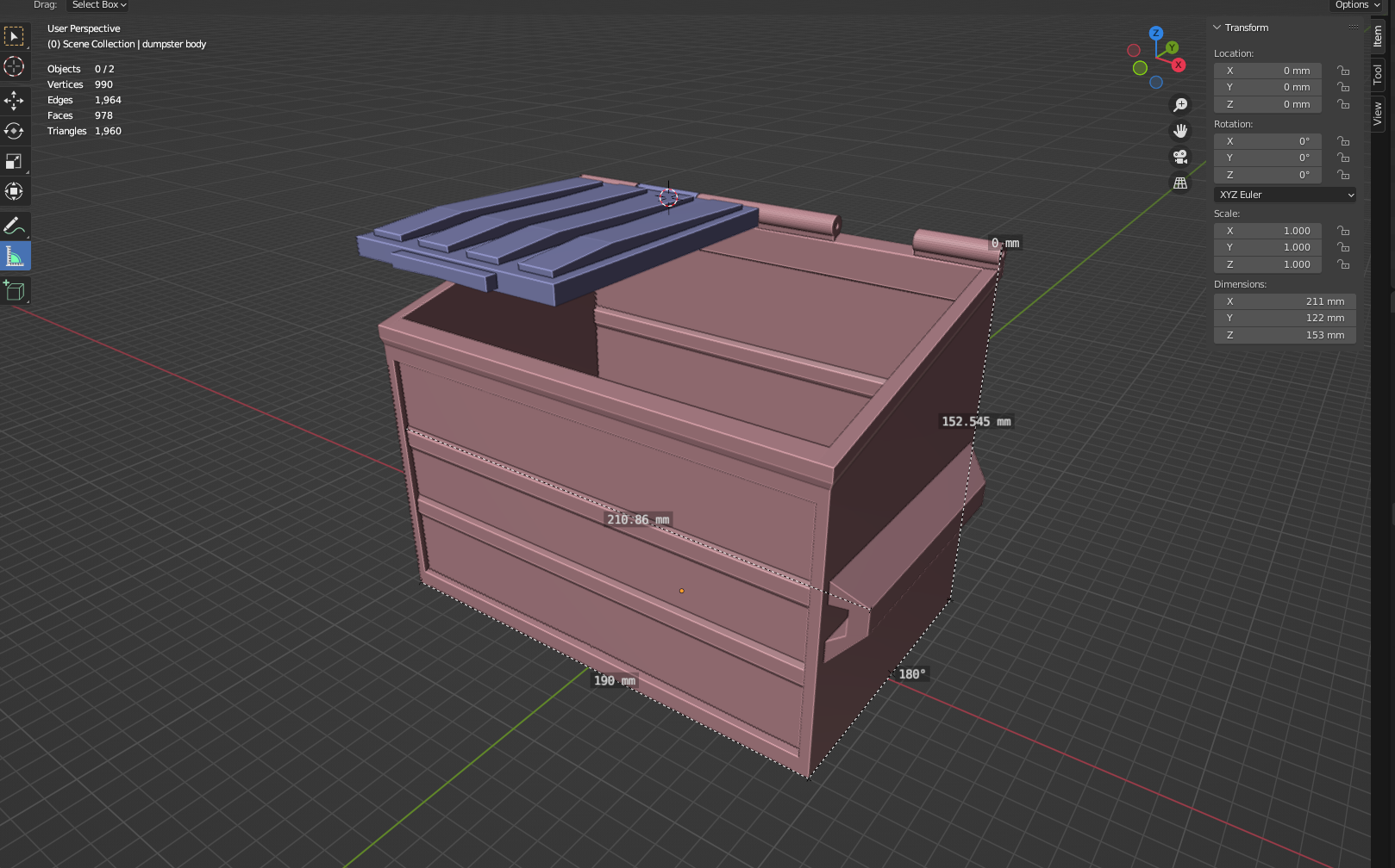 Miniatura 3 do modelo 3D Small Dumpster Garbage Bin for failed prints