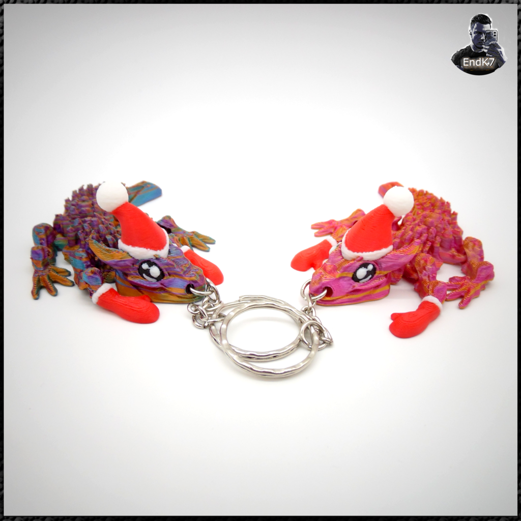 Glorious Baby Dragon Keychain - Santa Edition