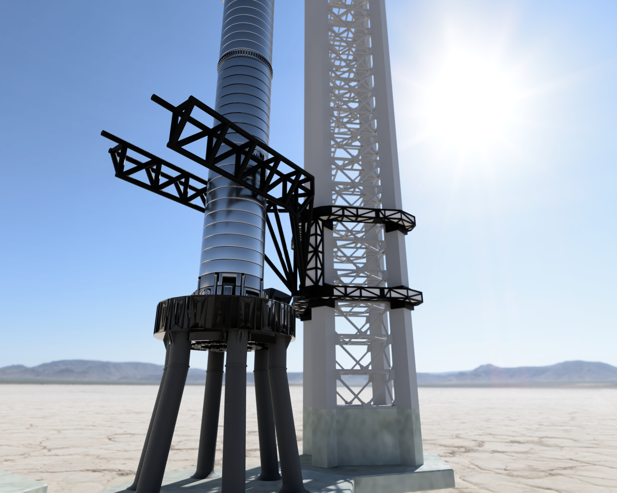 Spacex Starship Orbital Lauch Tower Mechazilla With Gse Tanks By Anubiz3d Download Free Stl