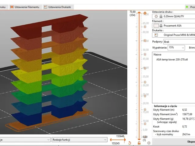 TempTower ASA Prusa mini 230-270 i PETG 215-250