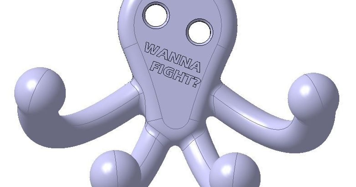 Fighting Octopus Hook by Vincent, Download free STL model