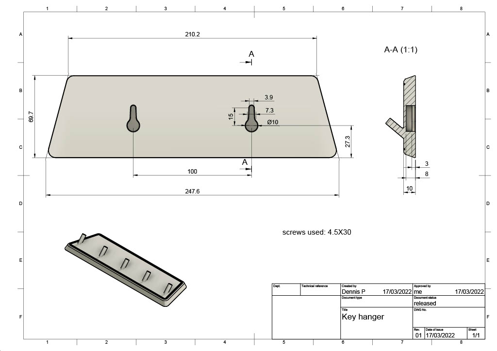 Miniatura 2 do modelo 3D wall mounted key hanger