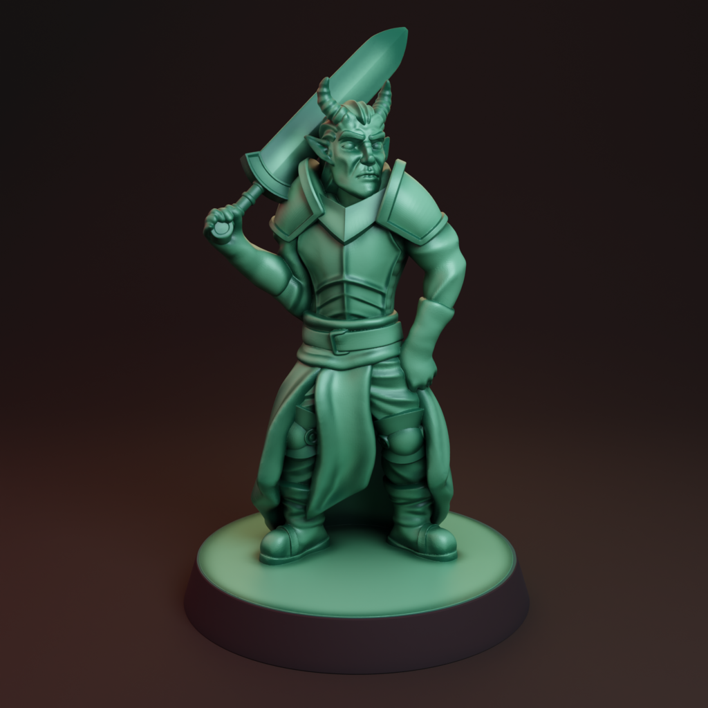 Tiefling fighter FDM supportless — miniatura 4