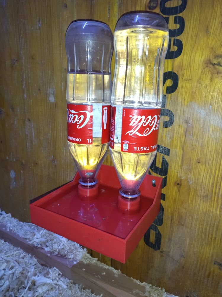 Chicken waterer using PET bottle (double version)