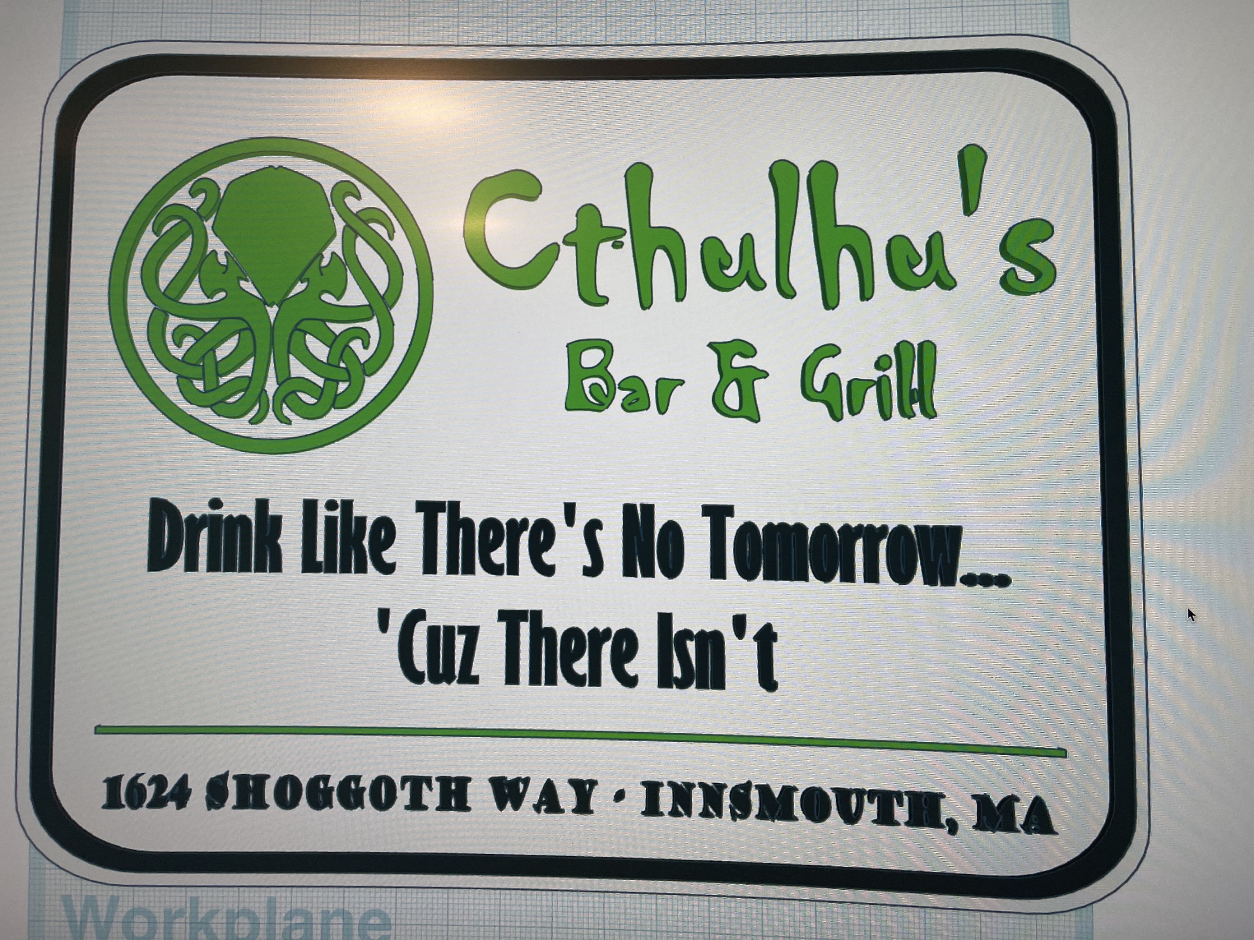 Cthulhu's Bar and Grill Sign