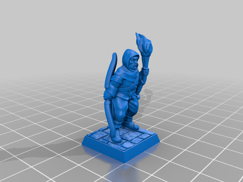 Hireling with torch 28mm (supportless, FDM friendly) — 3
