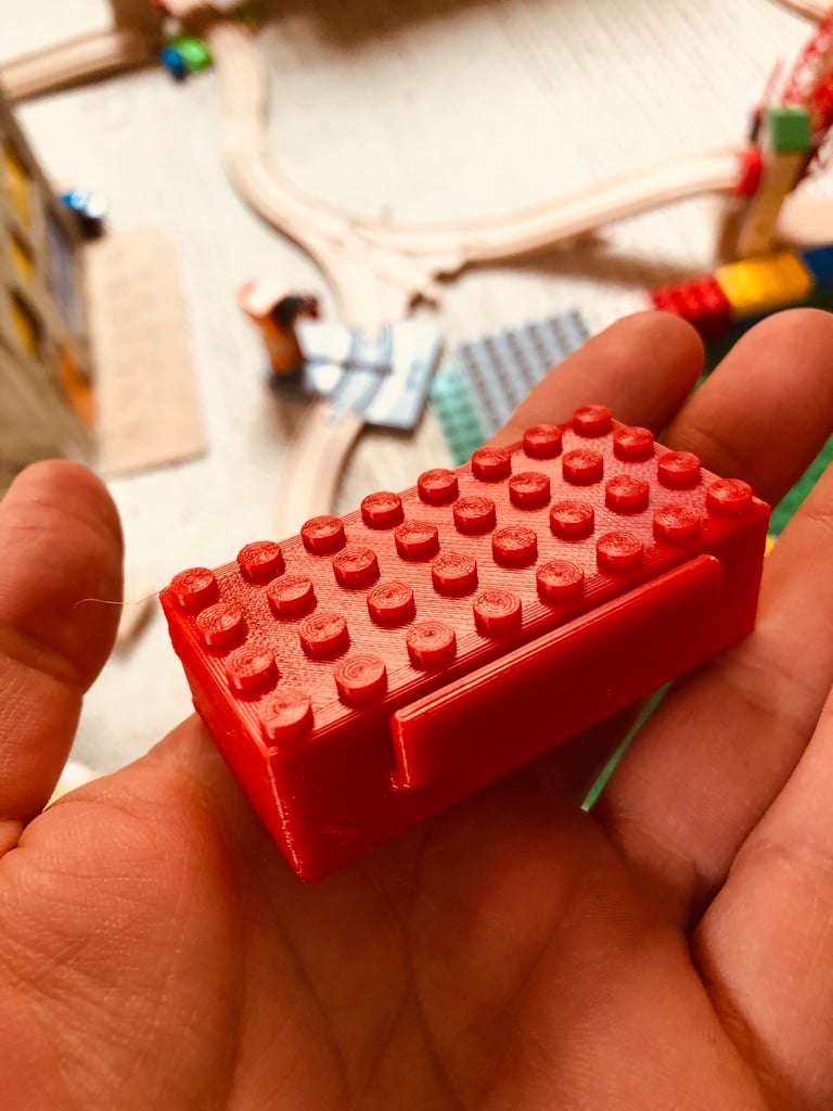Lego DUPLO compatible 4x2 brick with sheet holder and Lego studs