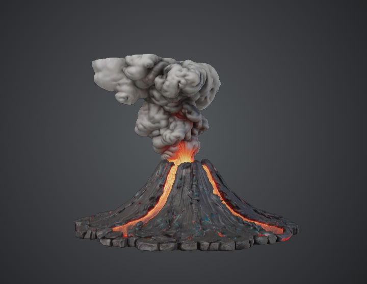 Erupting Volcano Terrain – Fantasy Lava Battlefield Scenery