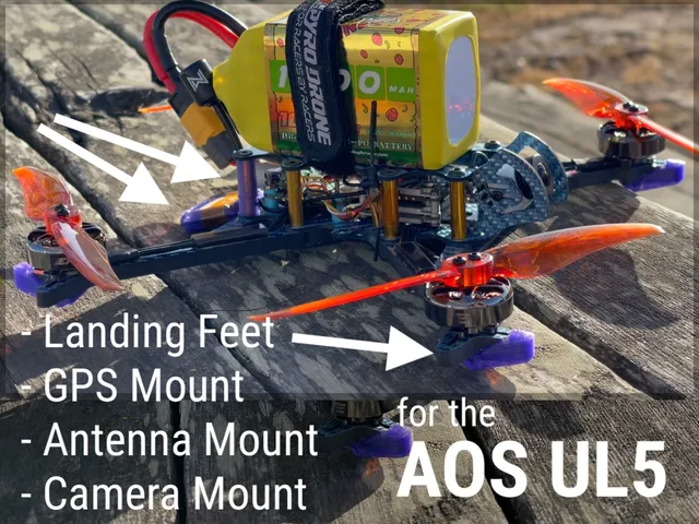 AOS UL5 Parts: GPS mount, antenna mounts, landing feet skids, arm protectors, O3