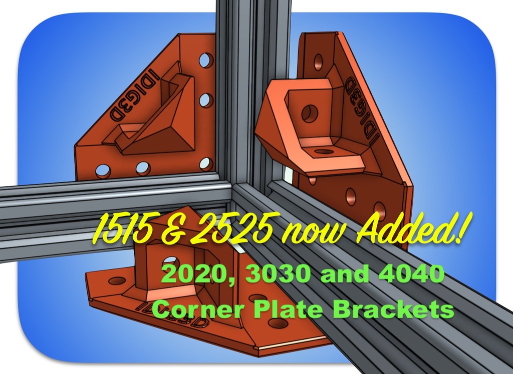 Extrusion Corner Plate Brackets for 1515, 2020, 2525, 3030, or 4040