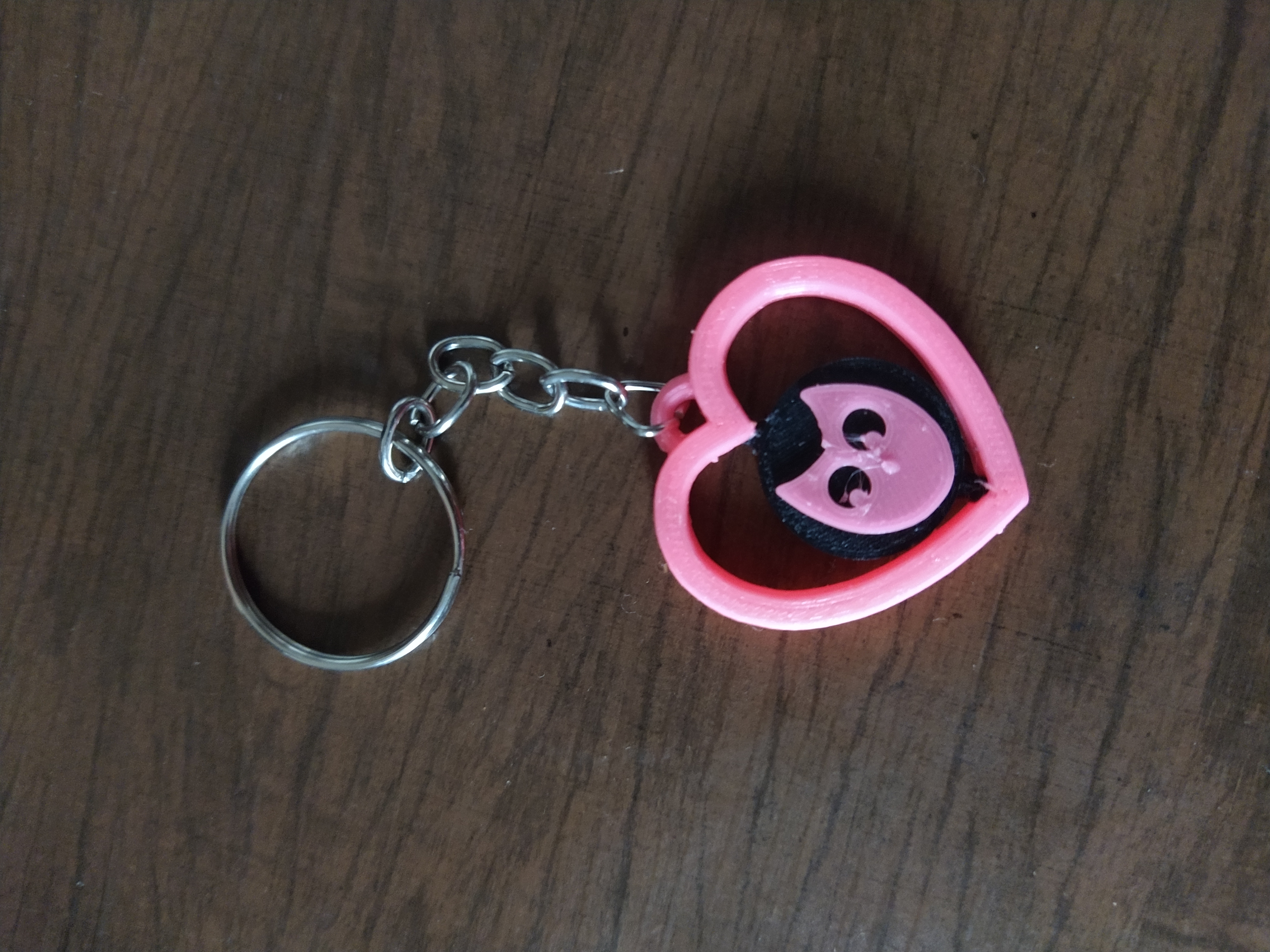 Heart Keyring with Cat and Owl flip centre
