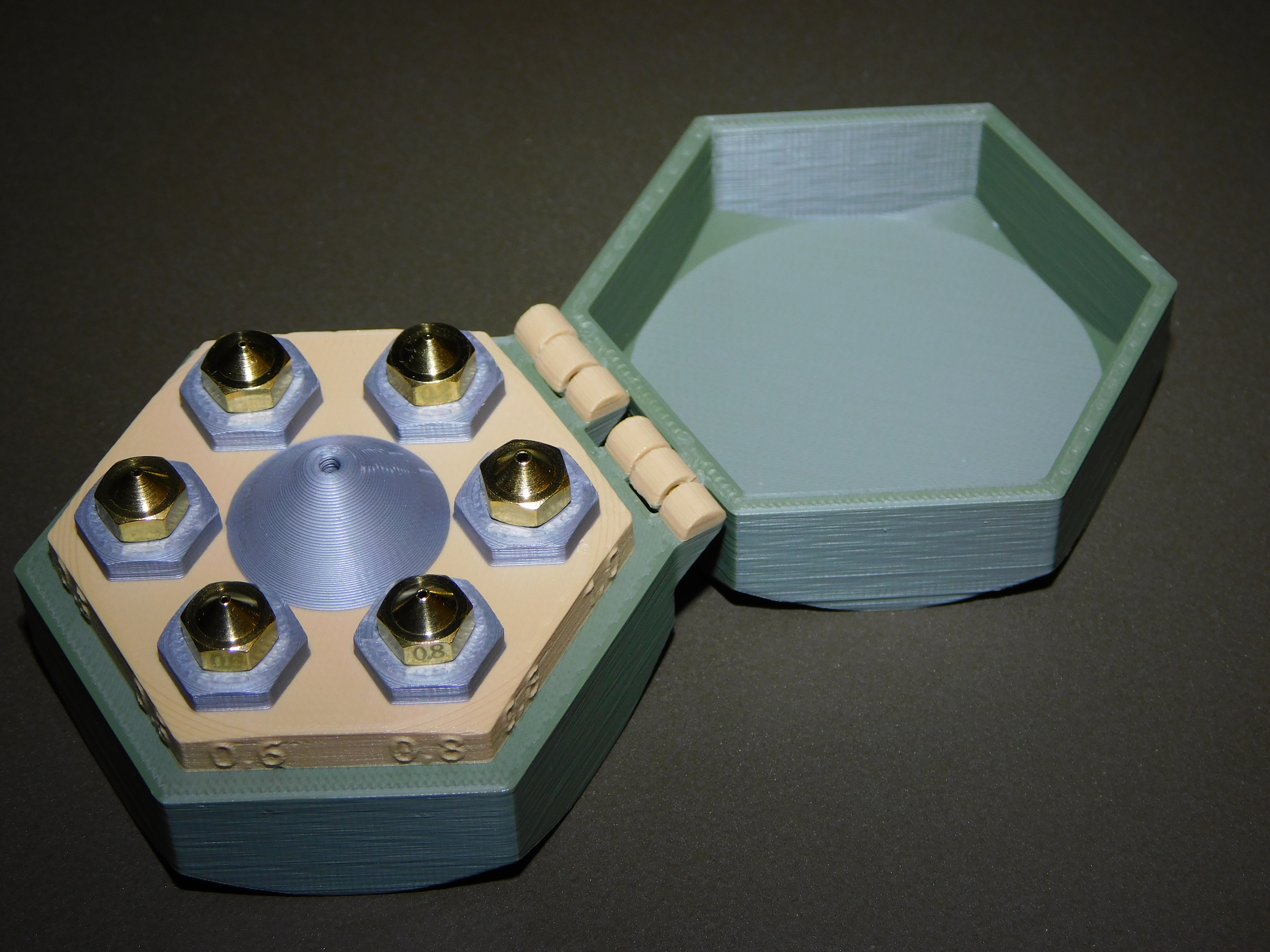 Nozzle holder box in hexie style