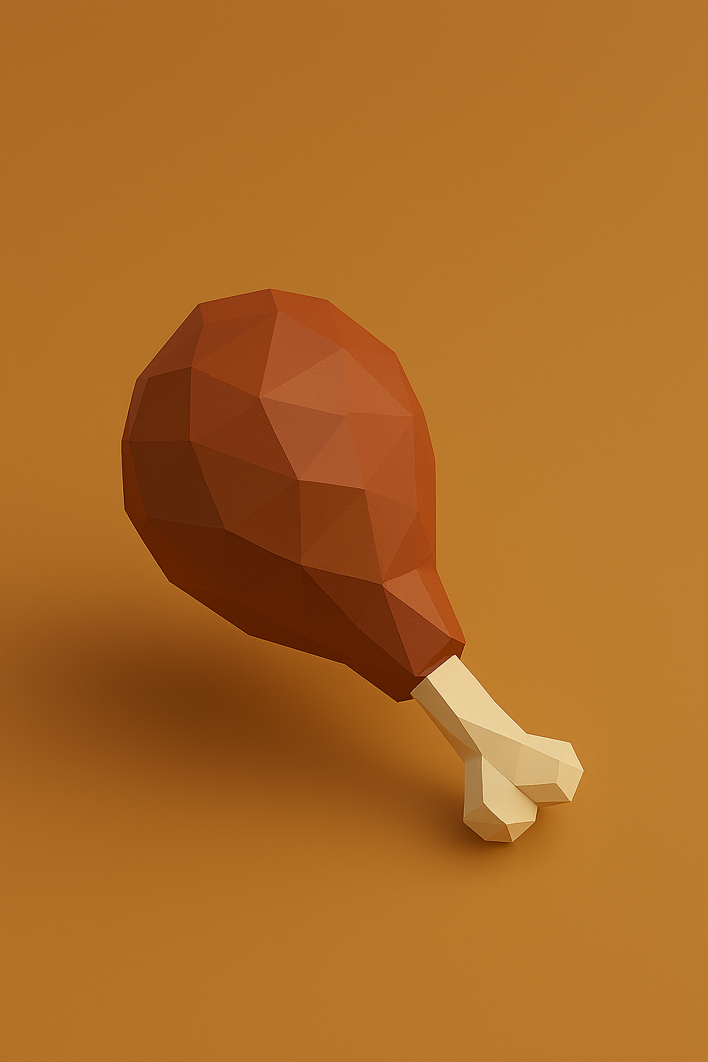 Low Poly Thanksgiving Roasted Turkey Leg 3D Model