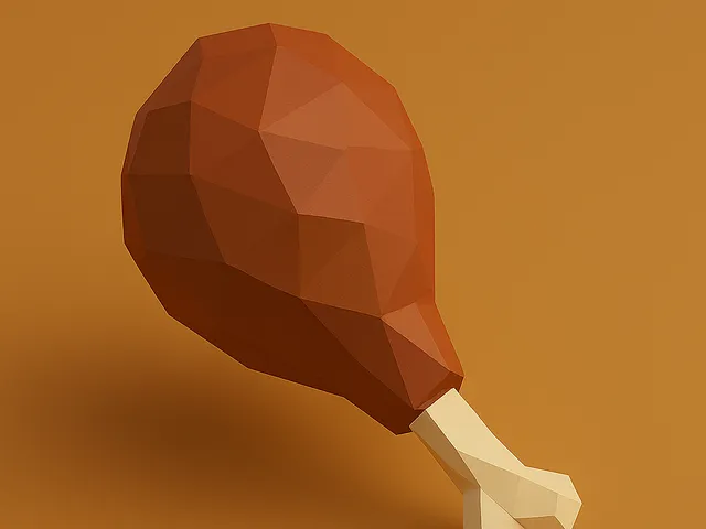 Low Poly Thanksgiving Roasted Turkey Leg 3D Model