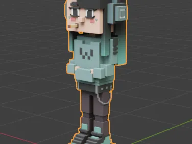 Smoking Emo Girl - Voxel art