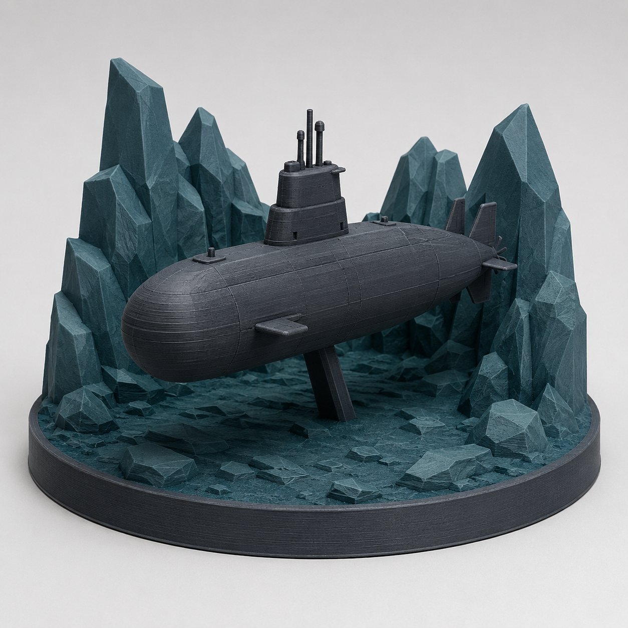 Underwater submarine in the rock channel - Unterwasser-U-Boot im Felsenkanal