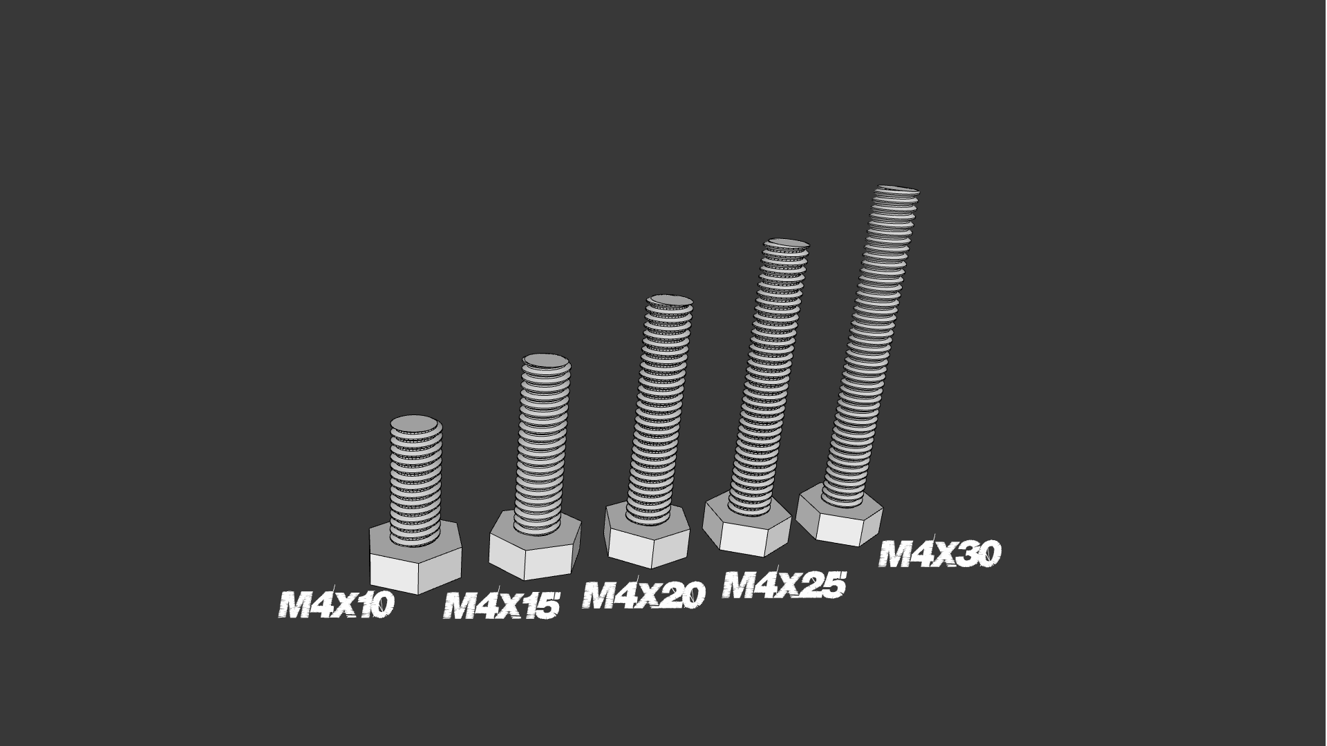 M4 hex screw and nut (M4x10, M4x15, M4x20, M4x25, M4x30)