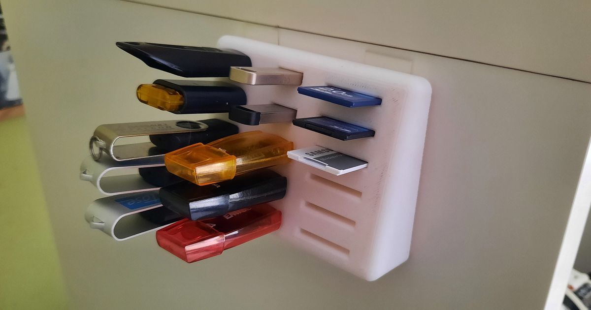 USB, SD card organizer and micro SD card holder V2 by SW Download free STL model