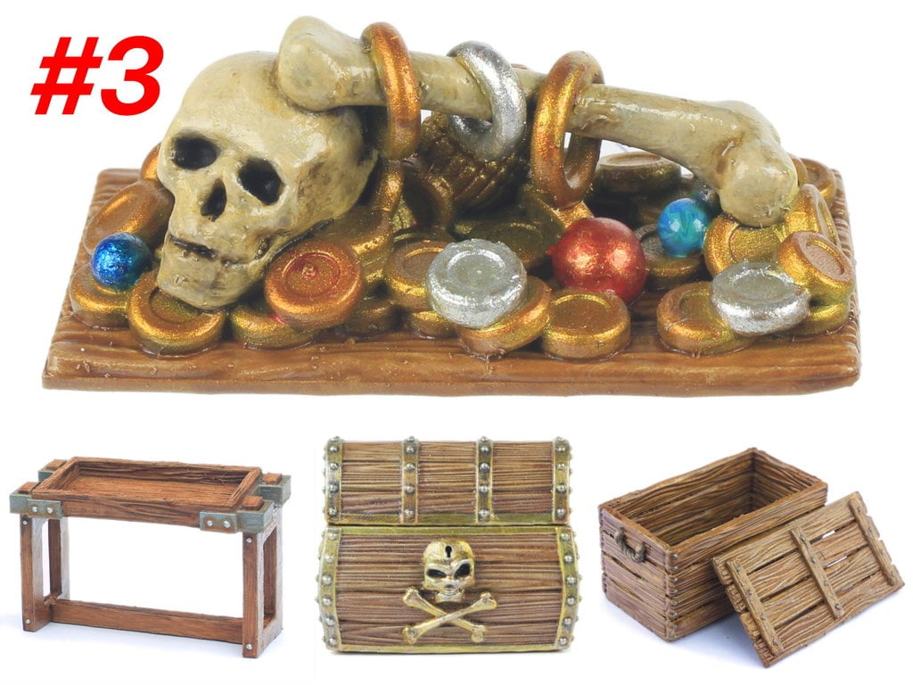 Pirate Treasure Chest Module 3: Gold Coins, Skull, Perls, ...  (Set #6)
