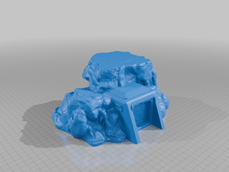 Sci-Fi Terrain Rock-Bunker with Turret for Tabeltop Games/Wargames