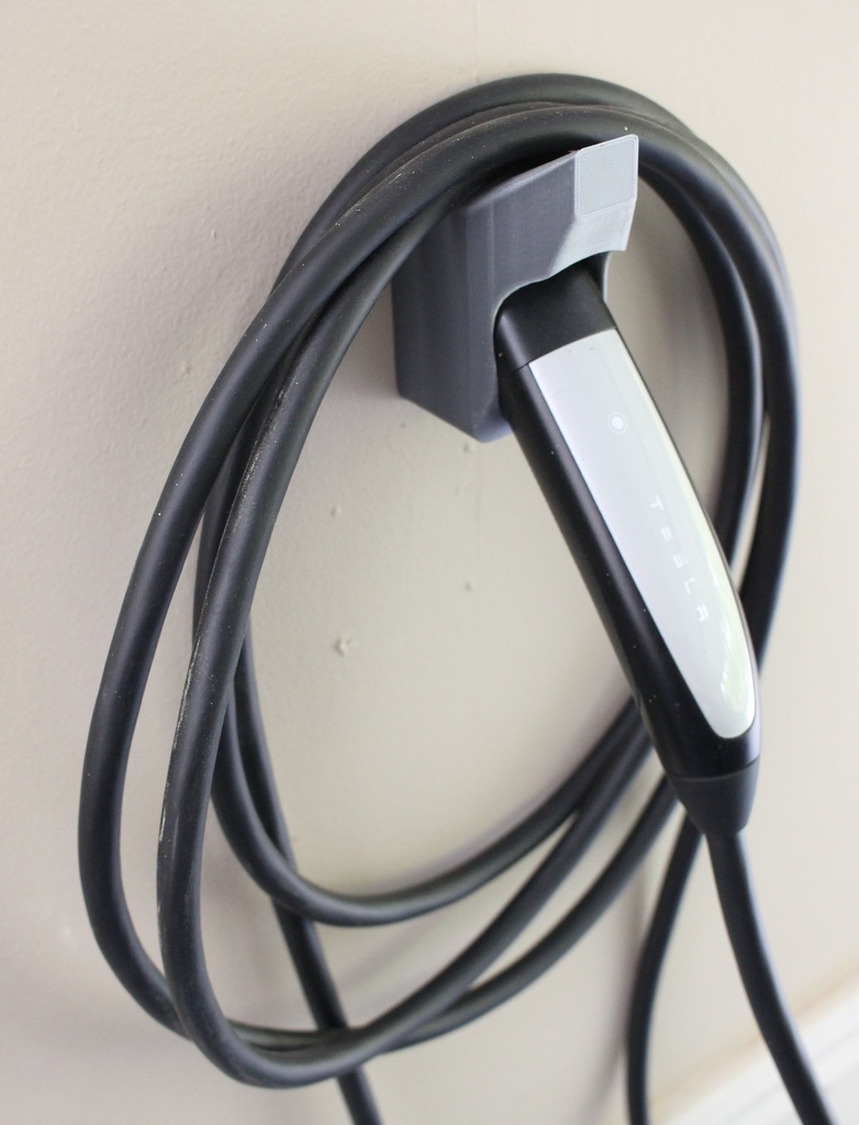 Tesla Wall Charger Plug Holder with Cable Hook 3D model thumbnail
