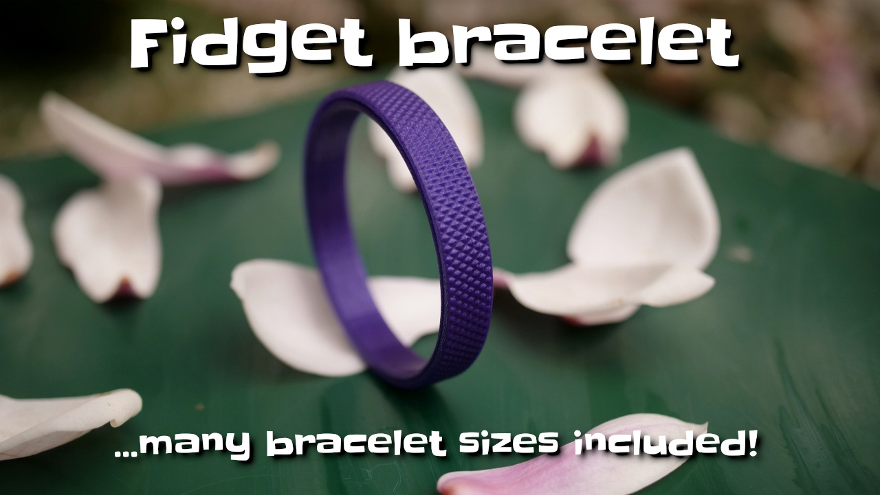 Print-in-place fidget bracelet / bangle 3D model thumbnail