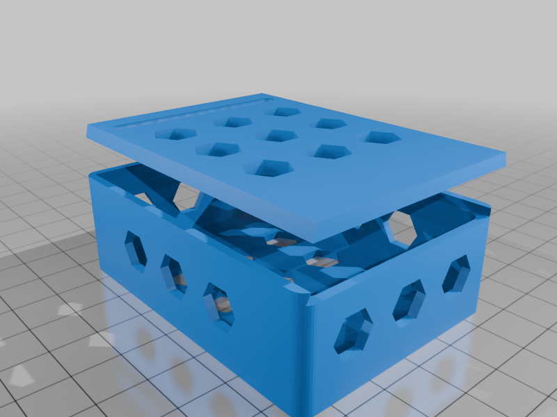 Parametric box with sliding lid, compartments and vent holes