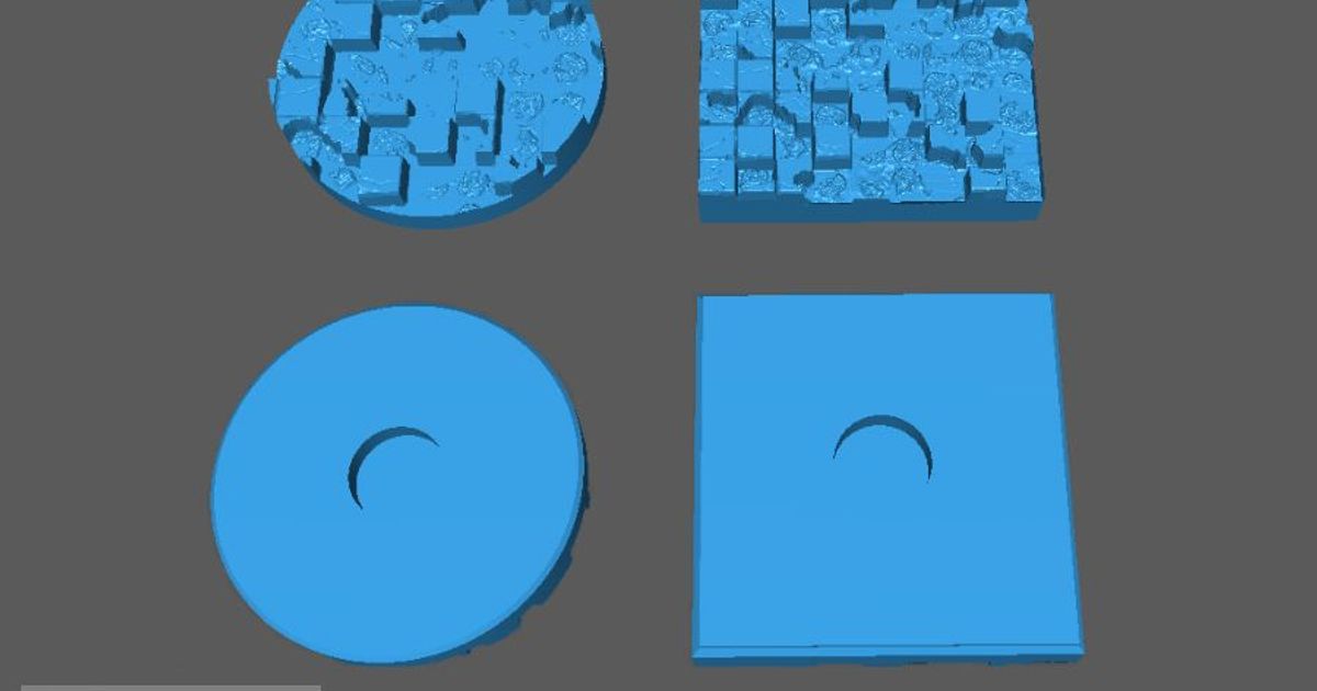 25mm Round and Square Broken Tile Bases by npdev Download free STL