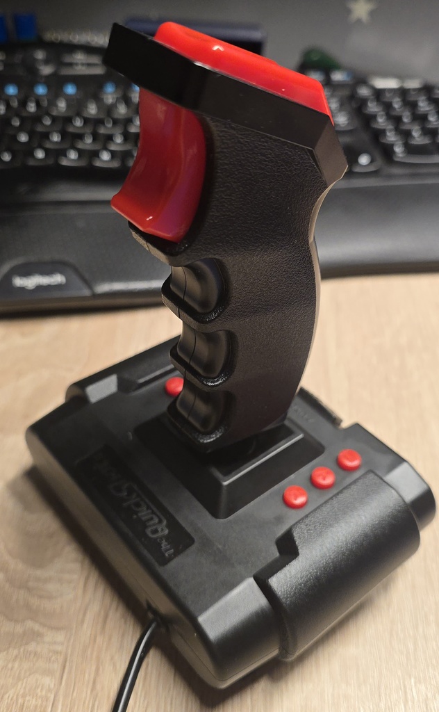 Spacer to eliminate the excessive dead zone of the FIRE button on TheQuickShot II joystick