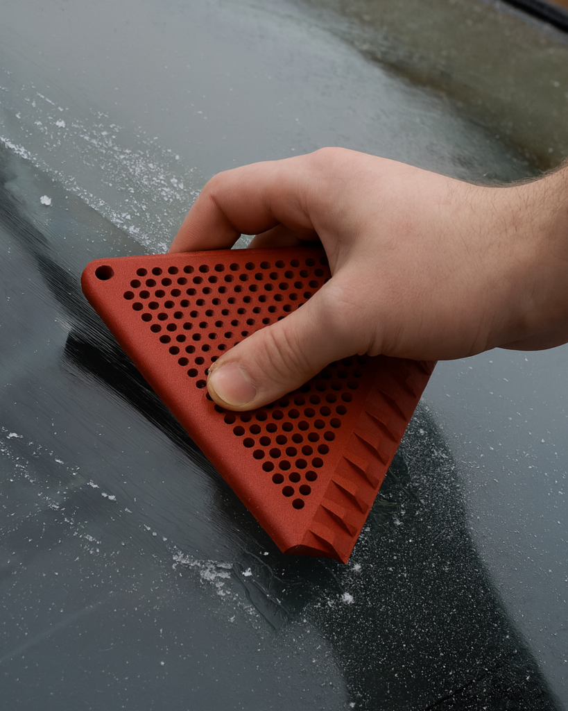 Compact Triangular Ice Scraper for Car Windshield