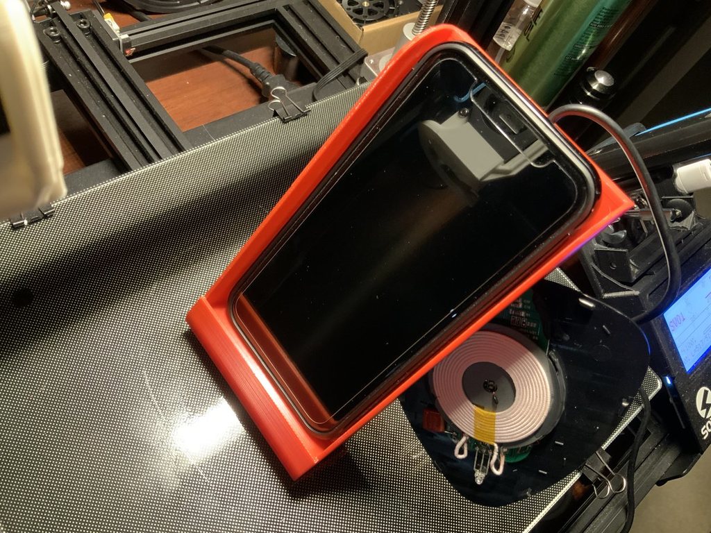 Dock for smartphone wireless charging (fits iPhone XR + bumper)