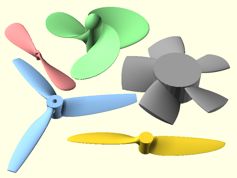 Elliptical-blade NACA airfoil propeller library