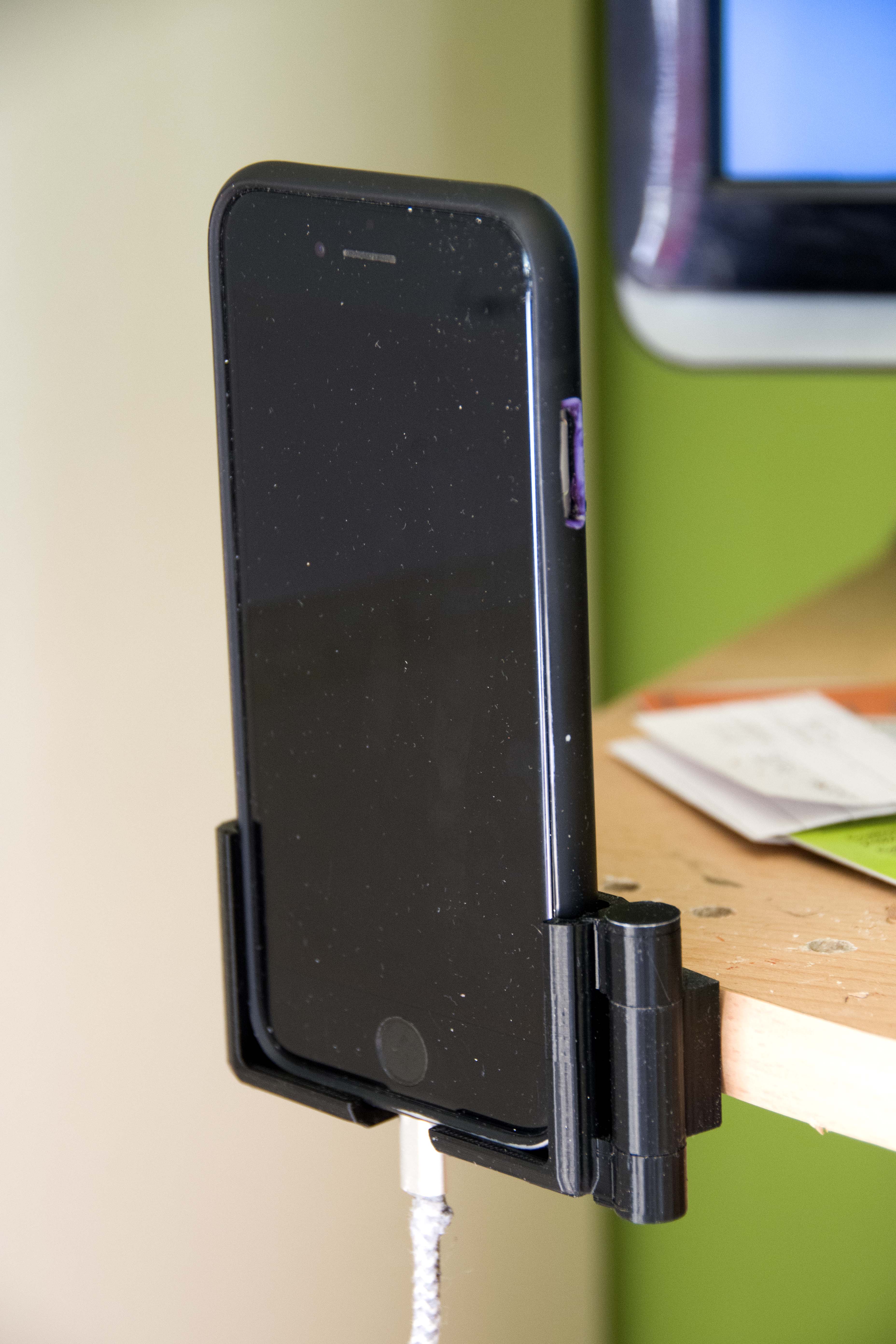 Swinging Desk Phone Holder with Power Lead Access by paul020559