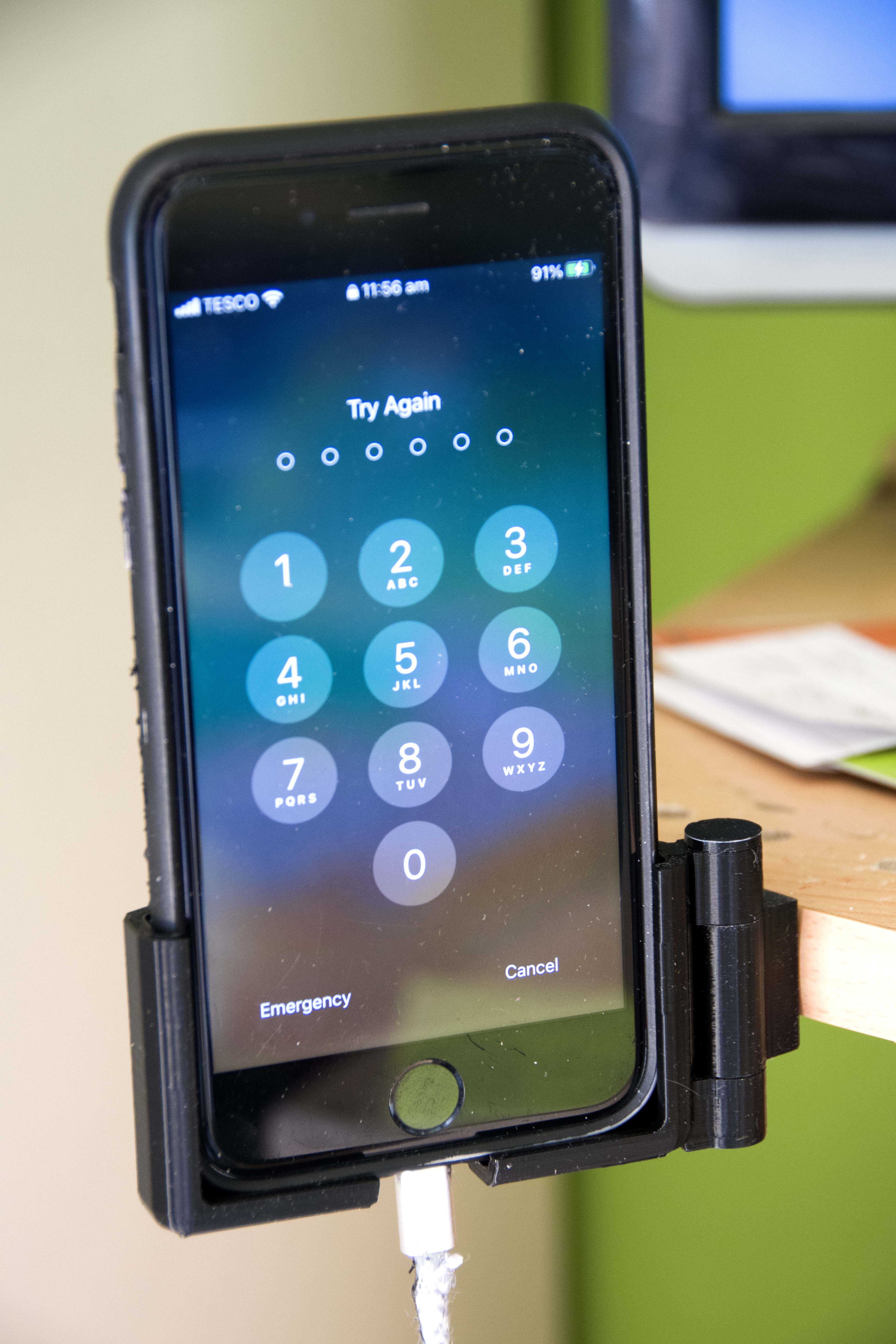 Swinging Desk Phone Holder with Power Lead Access