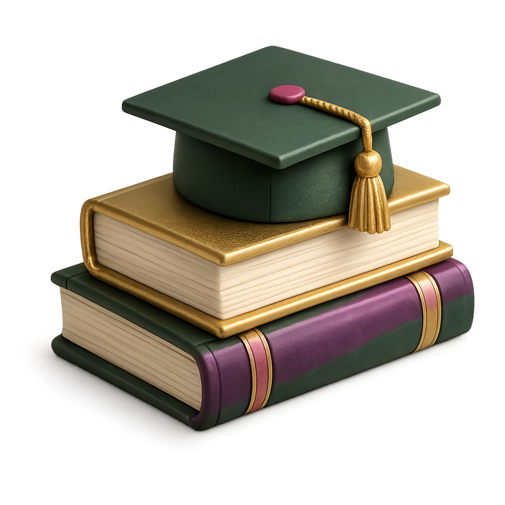 grad hat on stack of books