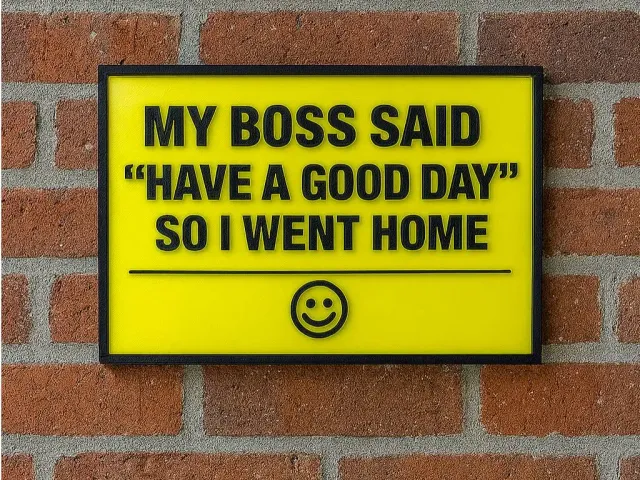 My boss said have a good day.