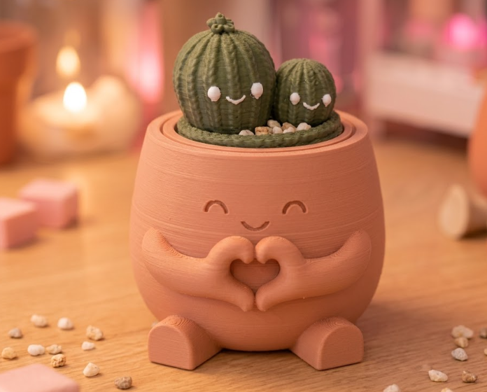 "Loverly" Knitted Cactus - Cute Heart Planter